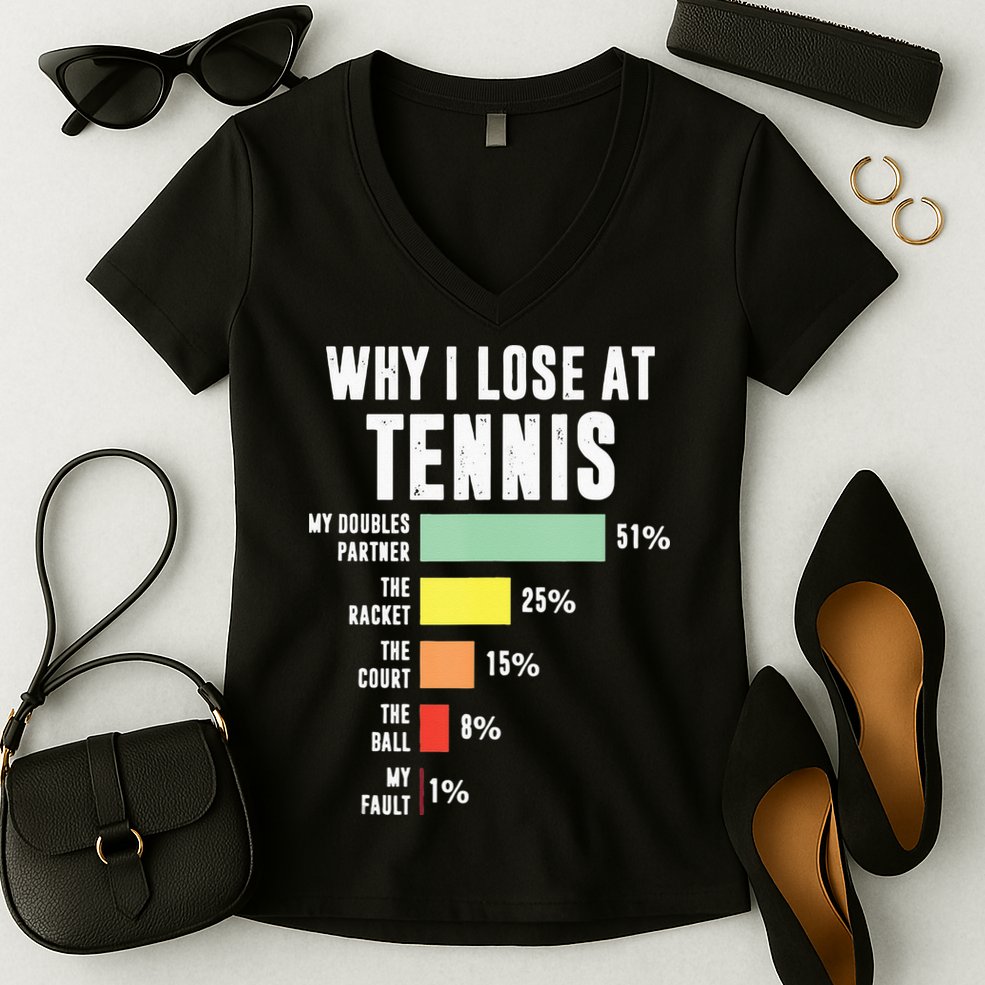 Why I Lose At Tennis Funny Tennis Player Women's V-Neck T-Shirt