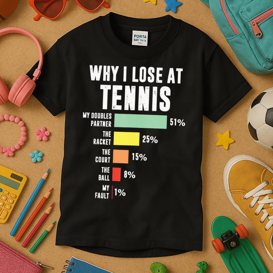Why I Lose At Tennis Funny Tennis Player Kids T-Shirt