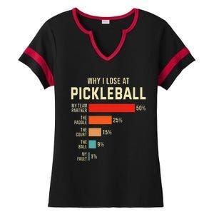 Why I Lose At Pickleball Player Funny Pickleballers Ladies Halftime Notch Neck Tee