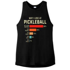 Why I Lose At Pickleball Player Funny Pickleballers Ladies PosiCharge Tri-Blend Wicking Tank