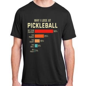 Why I Lose At Pickleball Player Funny Pickleballers Adult ChromaSoft Performance T-Shirt