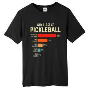 Why I Lose At Pickleball Player Funny Pickleballers Tall Fusion ChromaSoft Performance T-Shirt