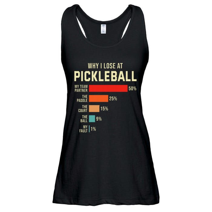 Why I Lose At Pickleball Player Funny Pickleballers Ladies Essential Flowy Tank