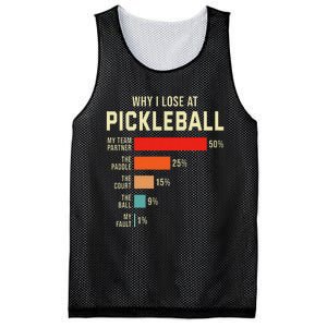 Why I Lose At Pickleball Player Funny Pickleballers Mesh Reversible Basketball Jersey Tank