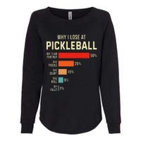 Why I Lose At Pickleball Player Funny Pickleballers Womens California Wash Sweatshirt