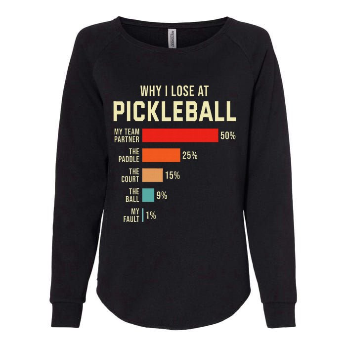 Why I Lose At Pickleball Player Funny Pickleballers Womens California Wash Sweatshirt