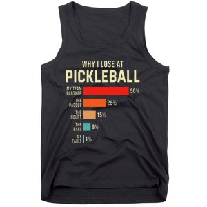 Why I Lose At Pickleball Player Funny Pickleballers Tank Top