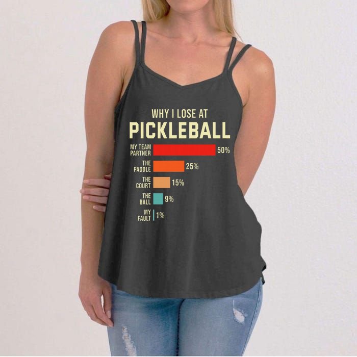 Why I Lose At Pickleball Player Funny Pickleballers Women's Strappy Tank