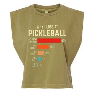 Why I Lose At Pickleball Player Funny Pickleballers Garment-Dyed Women's Muscle Tee