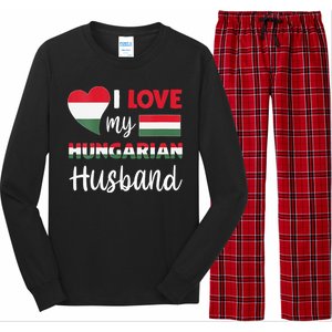 Womens I Love My Hungarian Husband Hungarian Flag Valentines Day Long Sleeve Pajama Set