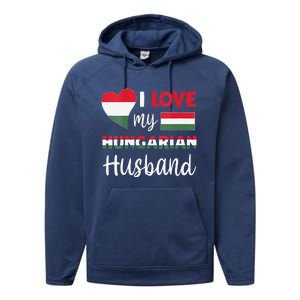 Womens I Love My Hungarian Husband Hungarian Flag Valentines Day Performance Fleece Hoodie