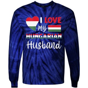 Womens I Love My Hungarian Husband Hungarian Flag Valentines Day Tie-Dye Long Sleeve Shirt