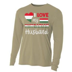 Womens I Love My Hungarian Husband Hungarian Flag Valentines Day Cooling Performance Long Sleeve Crew