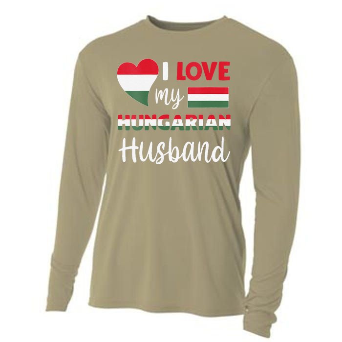 Womens I Love My Hungarian Husband Hungarian Flag Valentines Day Cooling Performance Long Sleeve Crew