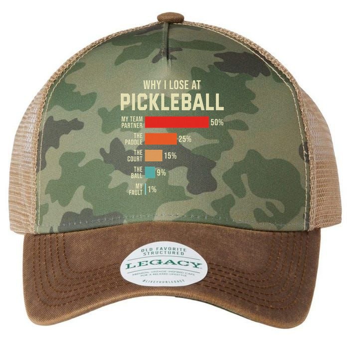 Why I Lose At Pickleball Player Funny Pickleballers Legacy Tie Dye Trucker Hat