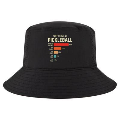Why I Lose At Pickleball Player Funny Pickleballers Cool Comfort Performance Bucket Hat
