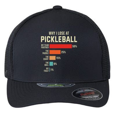 Why I Lose At Pickleball Player Funny Pickleballers Flexfit Unipanel Trucker Cap