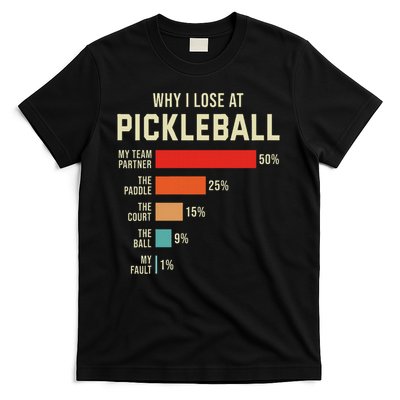 Why I Lose At Pickleball Player Funny Pickleballers T-Shirt