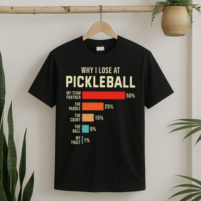 Why I Lose At Pickleball Player Funny Pickleballers T-Shirt