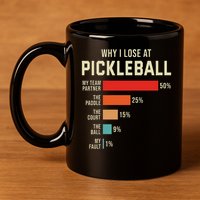 Why I Lose At Pickleball Player Funny Pickleballers 11oz C Handle Ceramic Mug