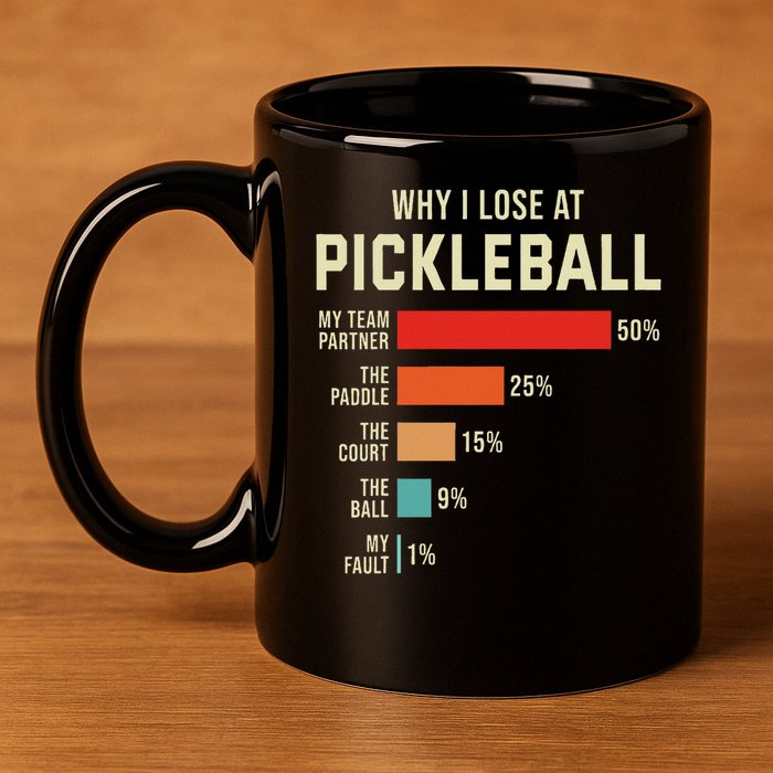 Why I Lose At Pickleball Player Funny Pickleballers 11oz C Handle Ceramic Mug