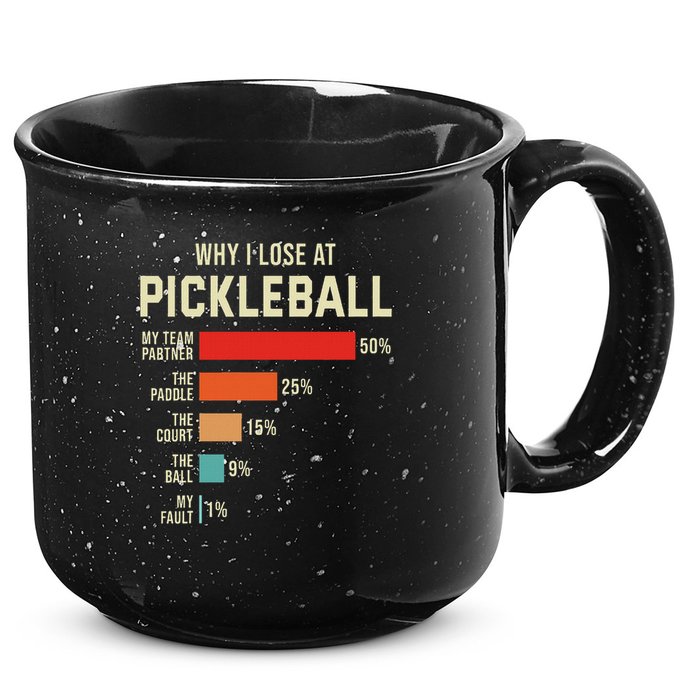 Why I Lose At Pickleball Player Funny Pickleballers 15oz Campfire Ceramic Mug