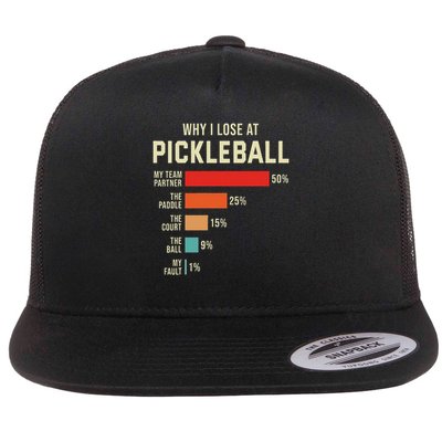 Why I Lose At Pickleball Player Funny Pickleballers Flatbill Hat
