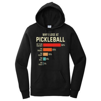 Why I Lose At Pickleball Player Funny Pickleballers Women's Pullover Hoodie