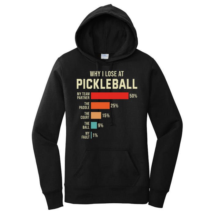 Why I Lose At Pickleball Player Funny Pickleballers Women's Pullover Hoodie
