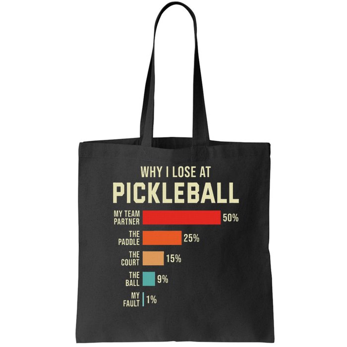 Why I Lose At Pickleball Player Funny Pickleballers Bag