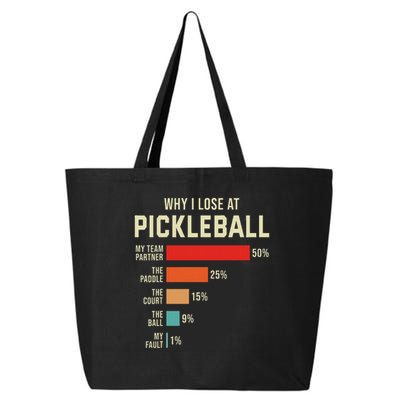Why I Lose At Pickleball Player Funny Pickleballers 25L Jumbo Tote