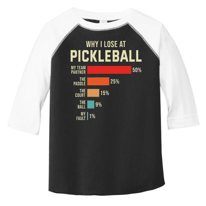 Why I Lose At Pickleball Player Funny Pickleballers Toddler Fine Jersey T-Shirt