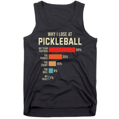 Why I Lose At Pickleball Player Funny Pickleballers Tank Top