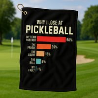Why I Lose At Pickleball Player Funny Pickleballers Golf Towel