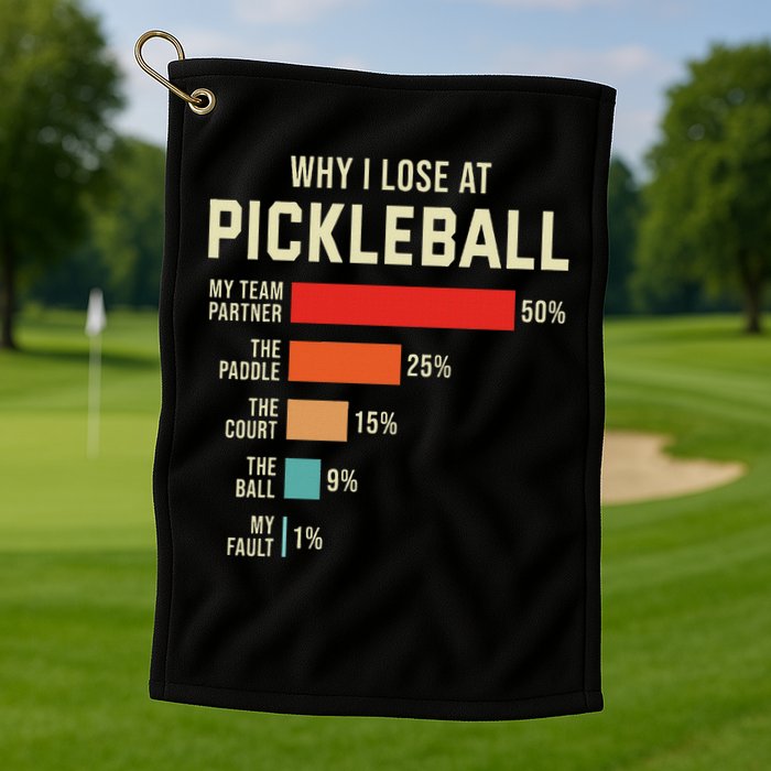 Why I Lose At Pickleball Player Funny Pickleballers Golf Towel