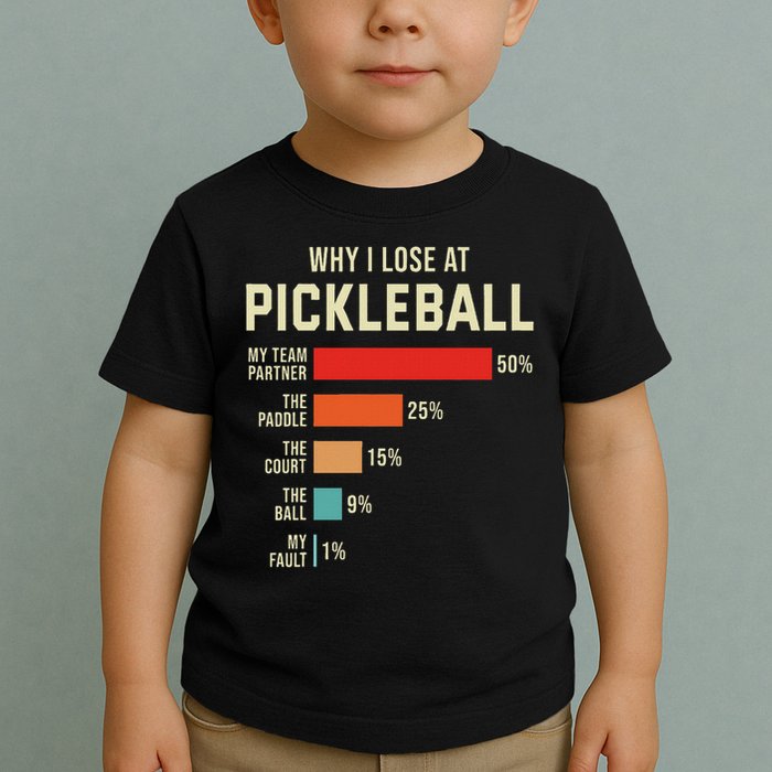 Why I Lose At Pickleball Player Funny Pickleballers Toddler T-Shirt