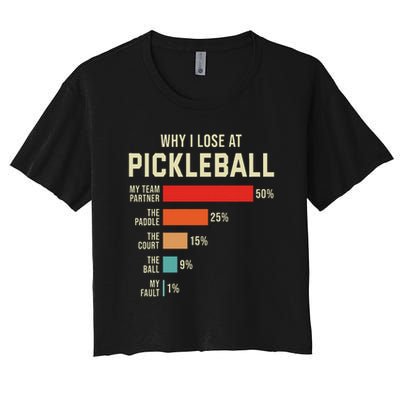 Why I Lose At Pickleball Player Funny Pickleballers Crop Top