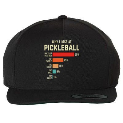 Why I Lose At Pickleball Player Funny Pickleballers Wool Snapback Cap