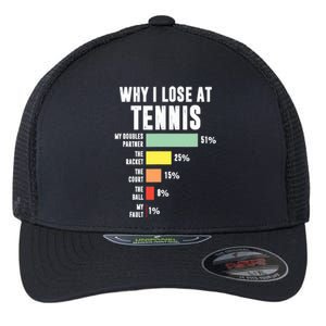 Why I Lose At Tennis, Funny Tennis Player Flexfit Unipanel Trucker Cap