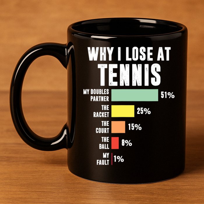 Why I Lose At Tennis, Funny Tennis Player 11oz C Handle Ceramic Mug