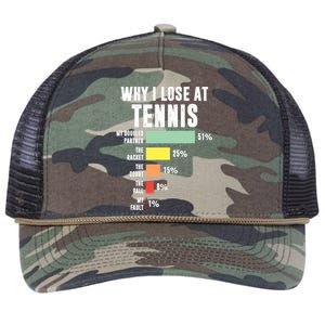 Why I Lose At Tennis, Funny Tennis Player Retro Rope Trucker Hat Cap