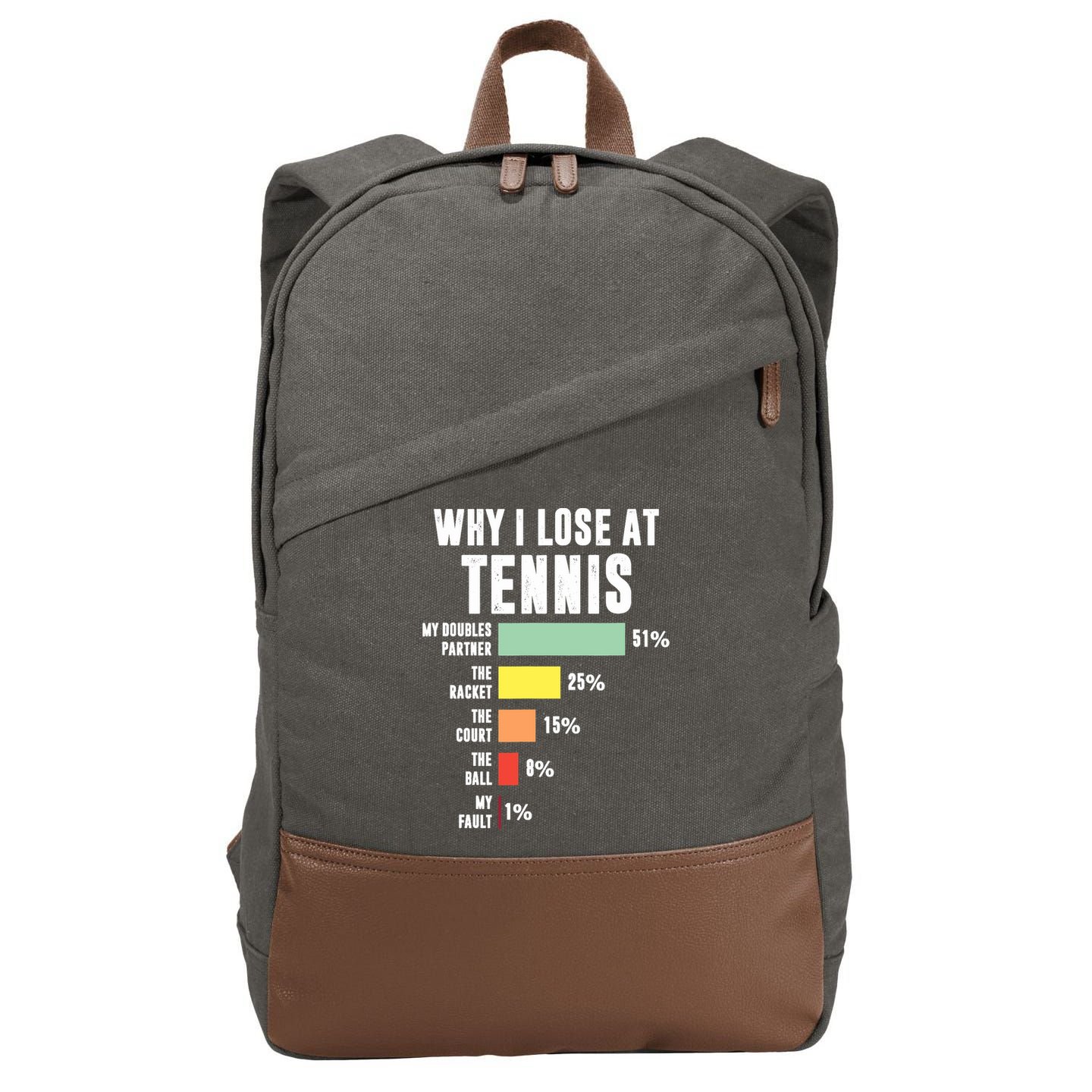 Why I Lose At Tennis, Funny Tennis Player Cotton Canvas Backpack