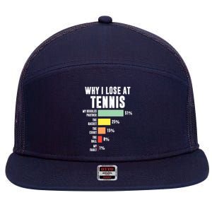 Why I Lose At Tennis, Funny Tennis Player 7 Panel Mesh Trucker Snapback Hat