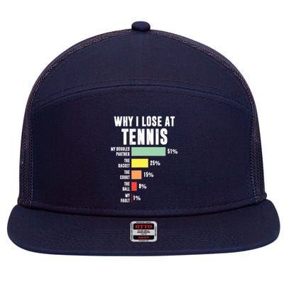 Why I Lose At Tennis, Funny Tennis Player 7 Panel Mesh Trucker Snapback Hat