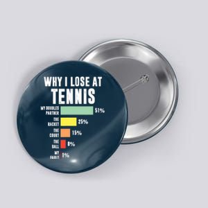 Why I Lose At Tennis, Funny Tennis Player Button