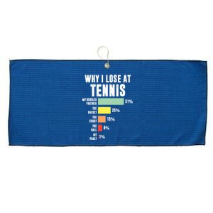 Why I Lose At Tennis, Funny Tennis Player Large Microfiber Waffle Golf Towel