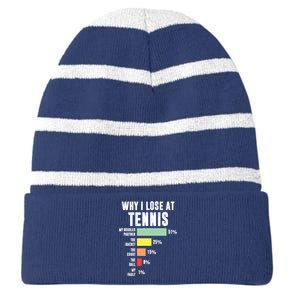 Why I Lose At Tennis, Funny Tennis Player Striped Beanie with Solid Band