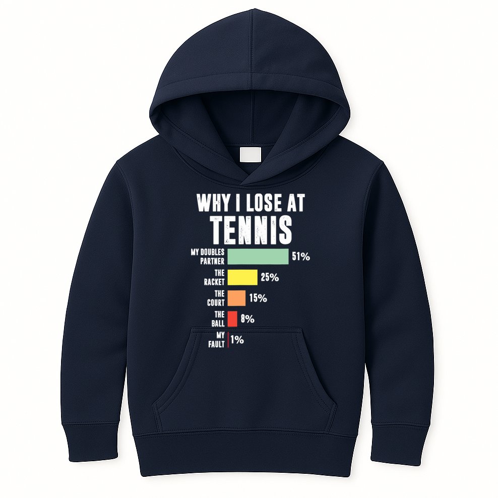 Why I Lose At Tennis, Funny Tennis Player Kids Hoodie