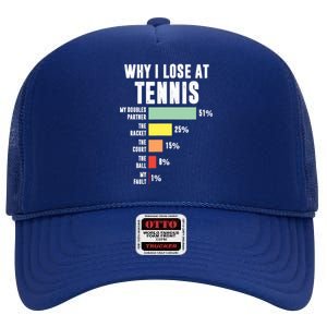 Why I Lose At Tennis, Funny Tennis Player High Crown Mesh Back Trucker Hat