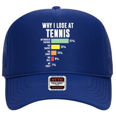 Why I Lose At Tennis, Funny Tennis Player High Crown Mesh Back Trucker Hat